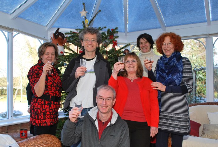 Stratford Teachers round hte Christmas tree